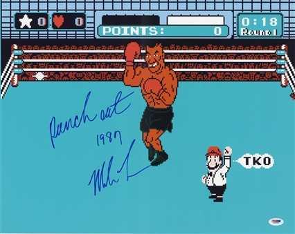 Mike Tyson Signed/Inscribed "Punch Out" 16 x 20 Print (PSA/DNA) 